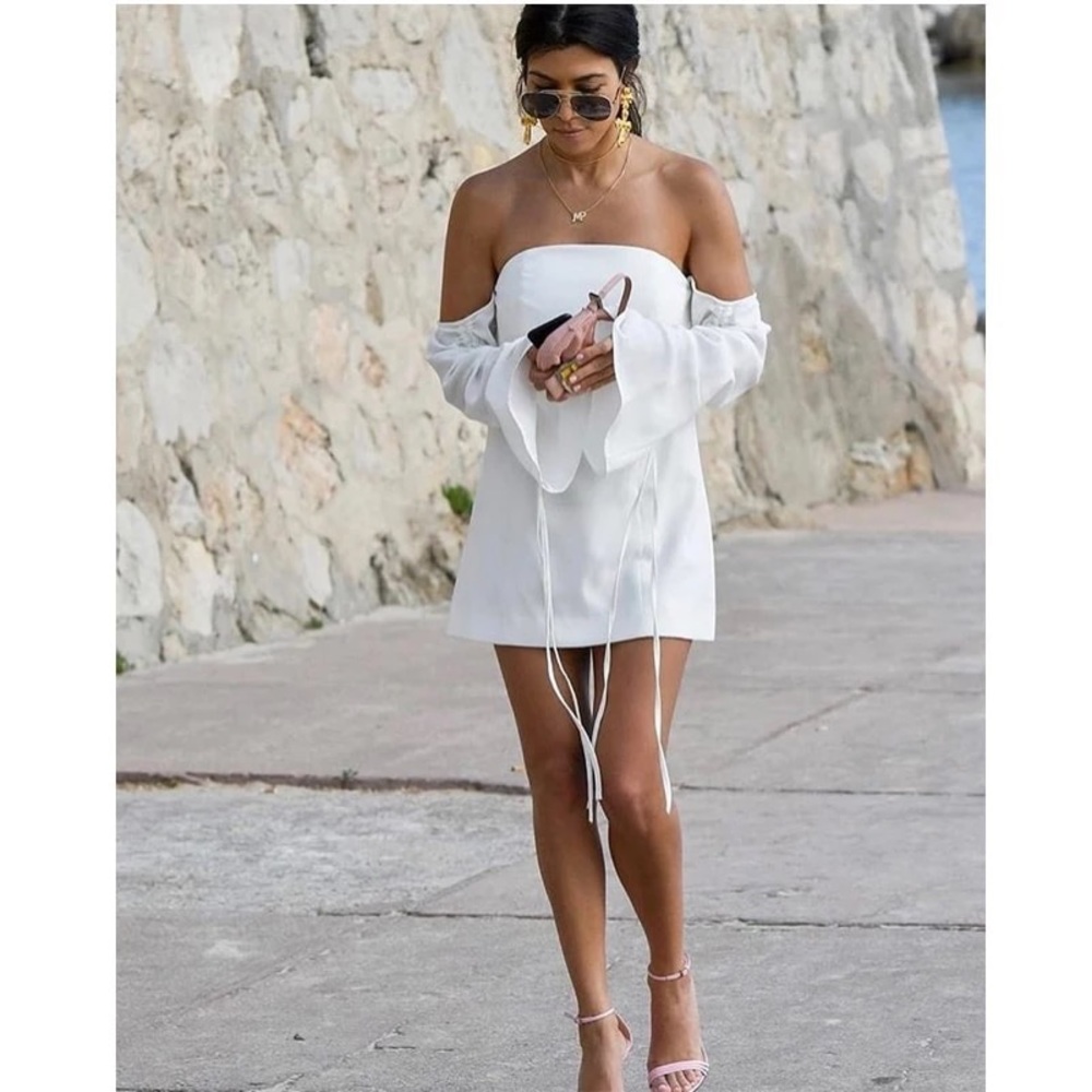 White Mini Dress Neck Off Shoulder Pencil Dress